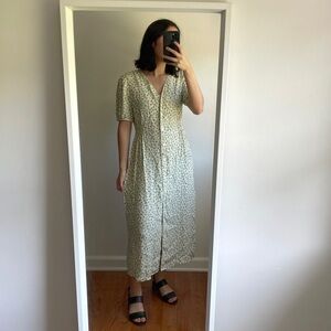 Korean Cottage Core Floral Midi Dress Size Small